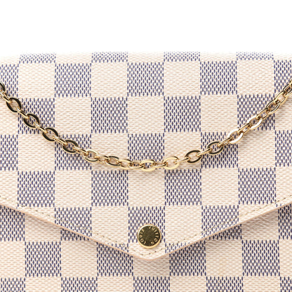 Louis Vuitton Damier Azur Pochette Felicie Chain Wallet Rose Ballerine 11 of 12
