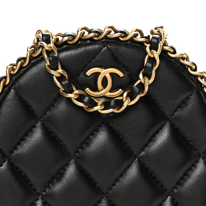 Chanel Lambskin Quilted Chain Around CC Round Clutch With Chain Black 8 of 10