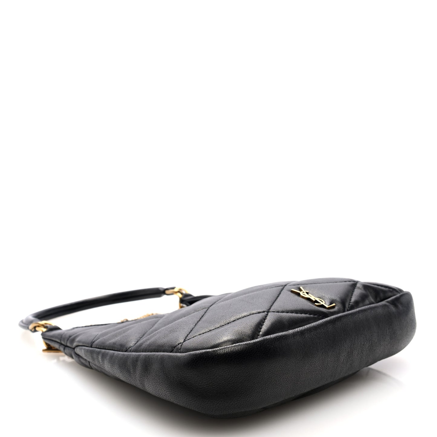 Lambskin Quilted Monogram Sade Hobo Black