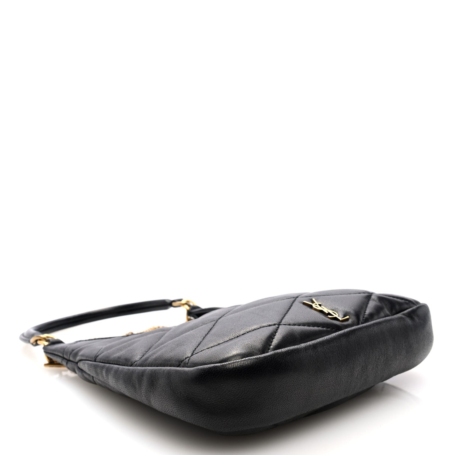 Saint Laurent Lambskin Quilted Monogram Sade Hobo Black 4 of 9