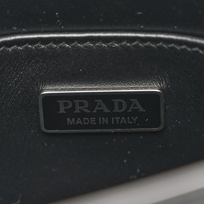 Prada Soft Calfskin Triangle Logo Embossed Small Double Handle Crossbody Tote Black 6 of 10