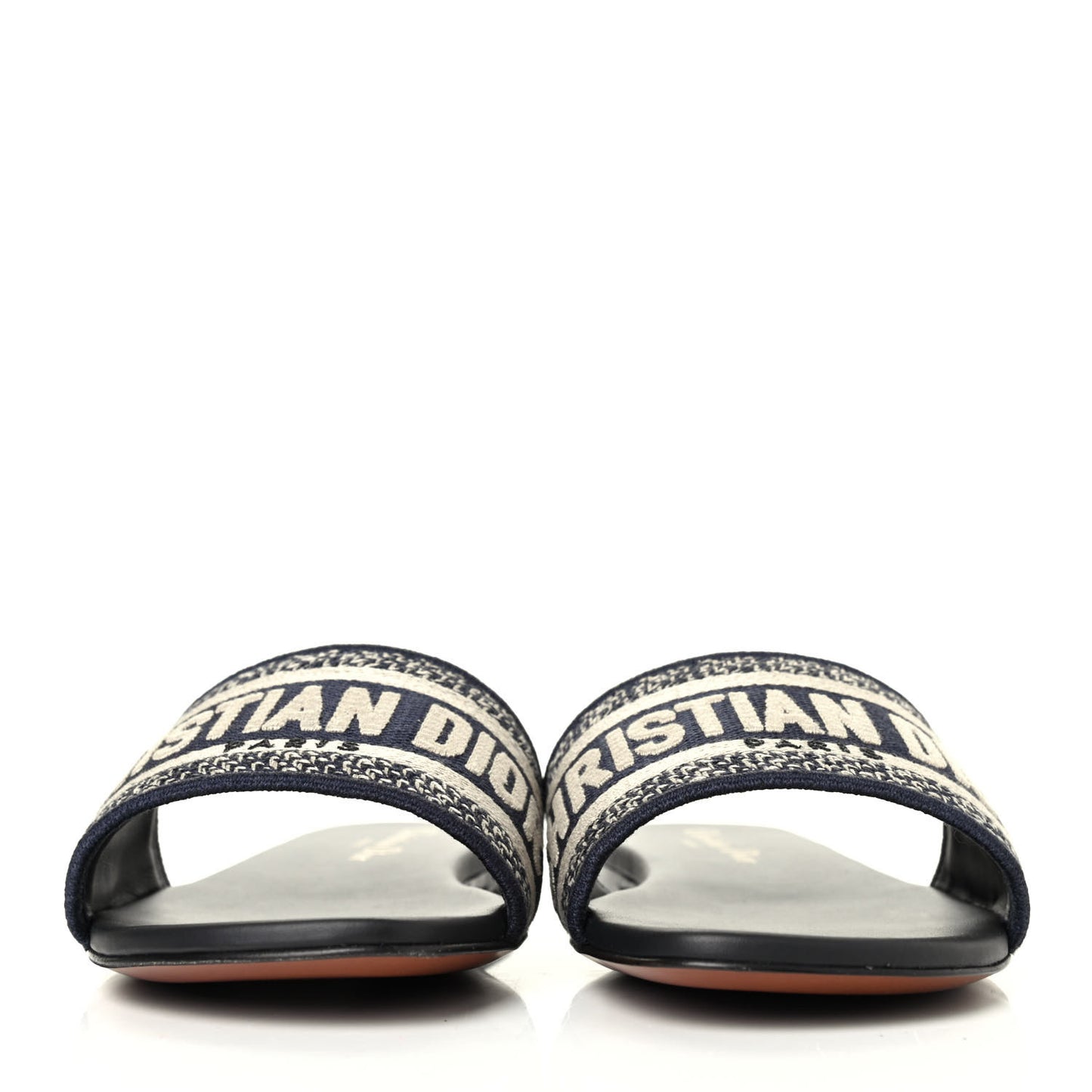Canvas Embroidered Dway Mules Slide Sandals 36 Deep Blue