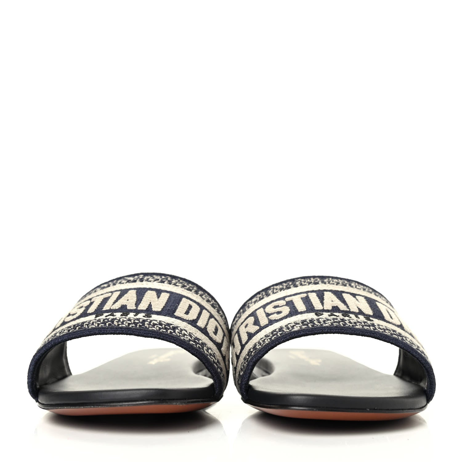 Christian Dior Canvas Embroidered Dway Mules Slide Sandals 36 Deep Blue 2 of 4