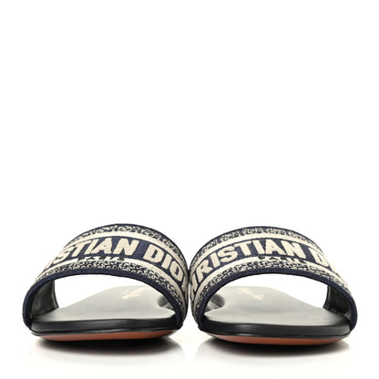 Christian Dior Canvas Embroidered Dway Mules Slide Sandals 36 Deep Blue 2 of 4