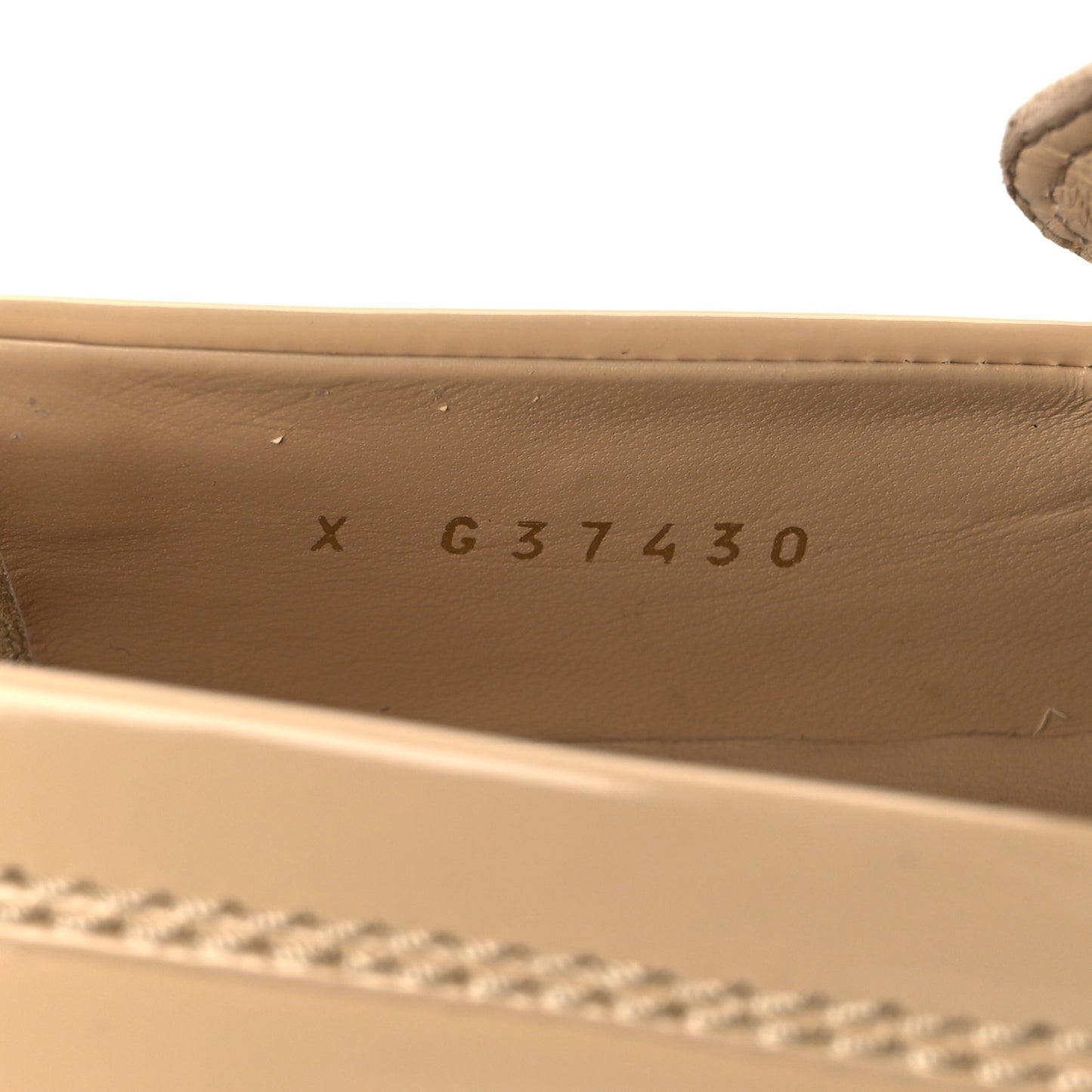 Shiny Calfskin Logo Loafers 37.5 Beige