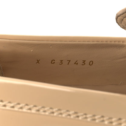 Chanel Shiny Calfskin Logo Loafers 37.5 Beige 9 of 11