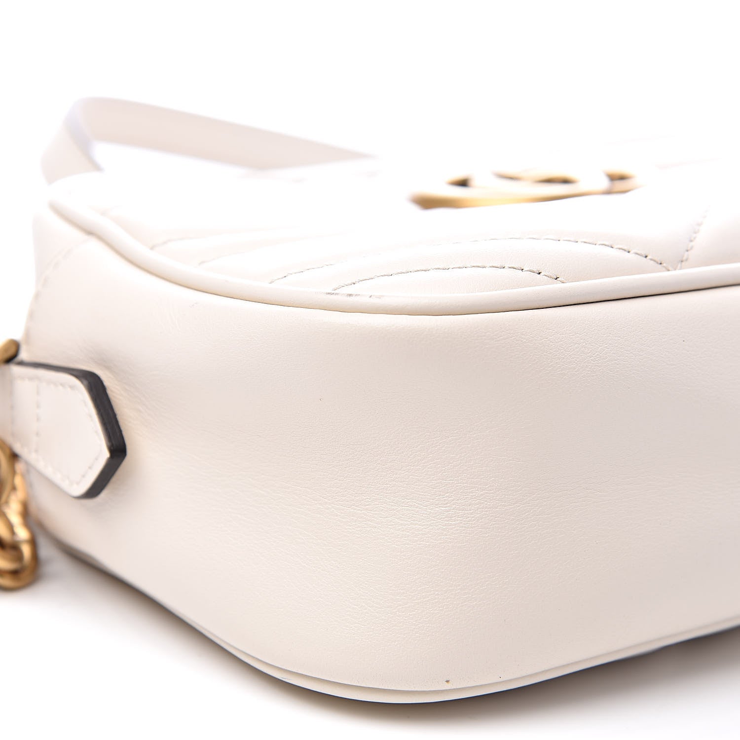 Gucci Calfskin Matelasse Small GG Marmont Chain Shoulder Bag White 8 of 16