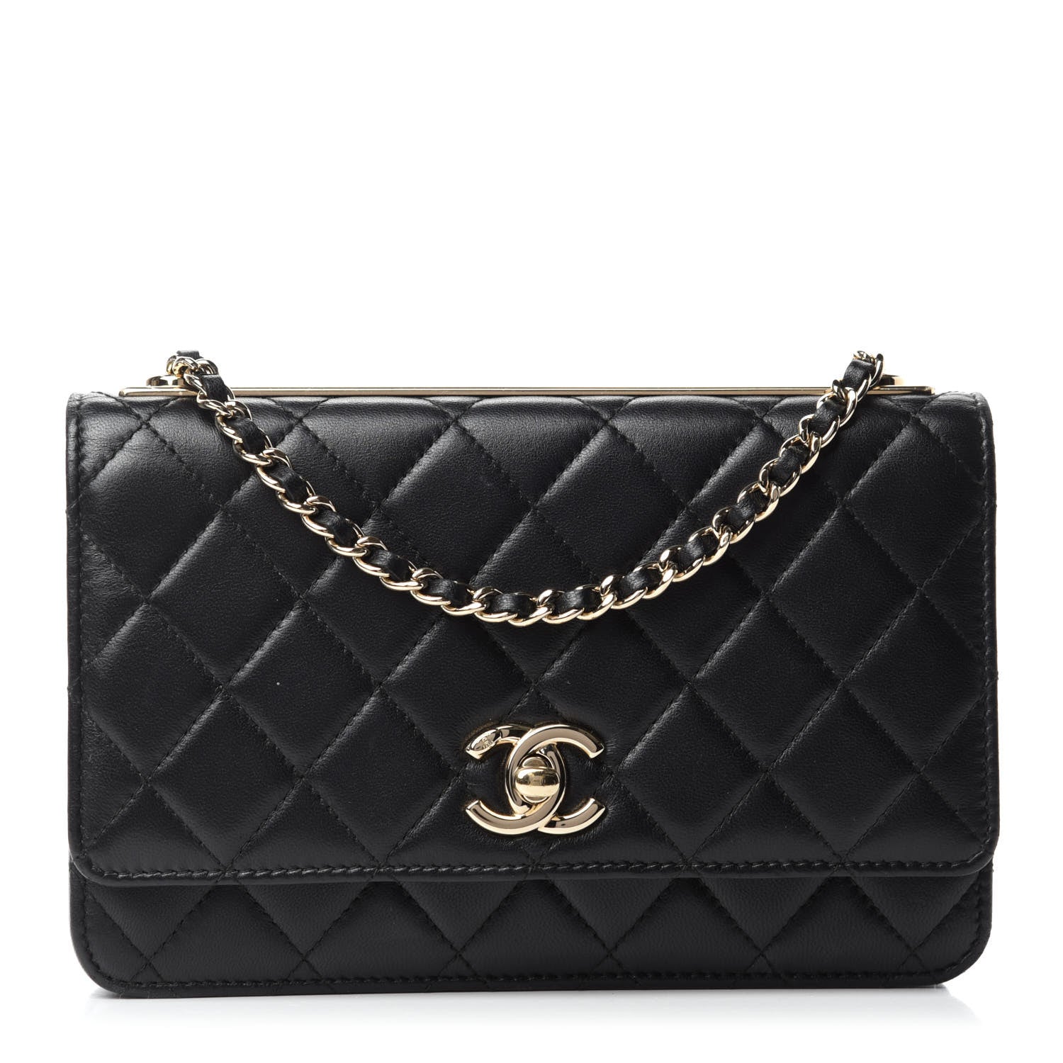 Chanel Lambskin Quilted Trendy CC Wallet On Chain WOC Black 1 of 14