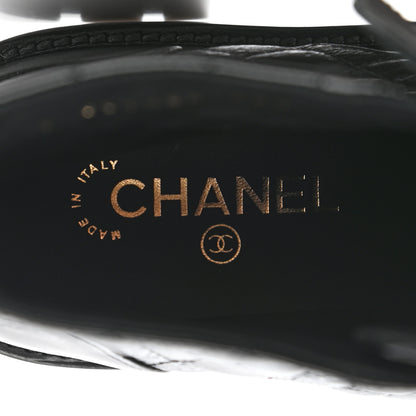 Chanel Shiny Calfskin Quilted Lace Up Combat Boots 40.5 Black 8 of 9