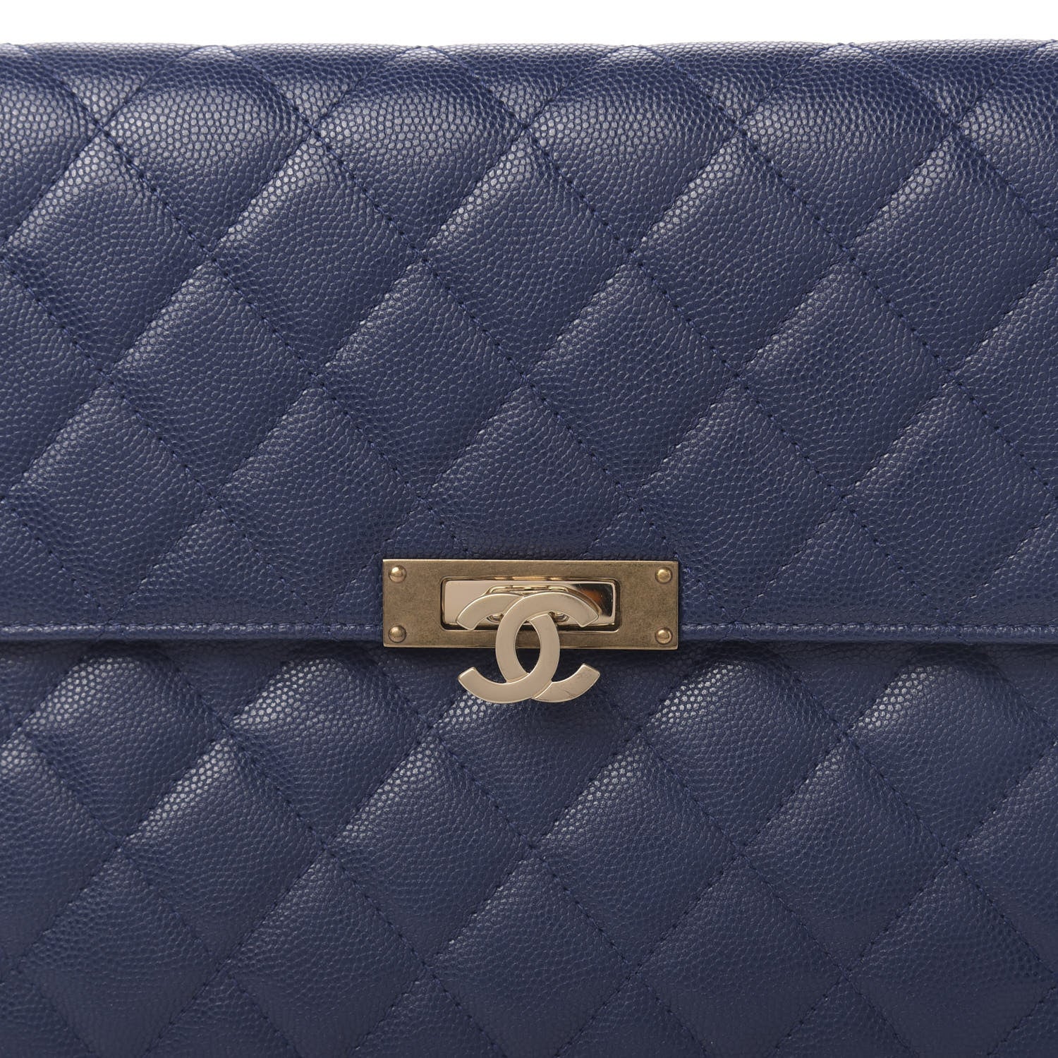 Chanel Caviar Quilted Medium Golden Class Pouch Navy 10 of 11