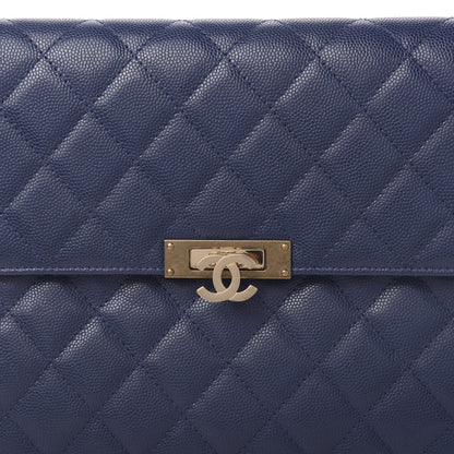 Chanel Caviar Quilted Medium Golden Class Pouch Navy 10 of 11