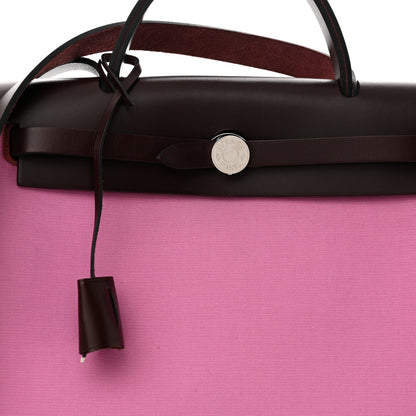 Hermes Toile Officier Vache Hunter Verso Herbag Zip Retourne PM 31 Bubblegum Rubis Rouge Sellier 9 of 12