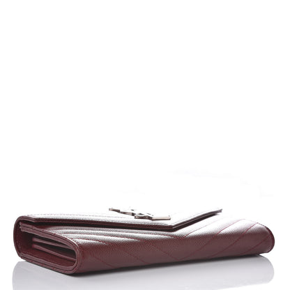 Saint Laurent Grain De Poudre Matelasse Chevron Monogram Flap Wallet Palissandre 4 of 7