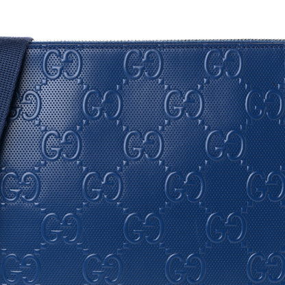 Gucci Calfskin GG Tennis Embossed Medium Wristlet Messenger Bag Intense Metal Blue 8 of 10