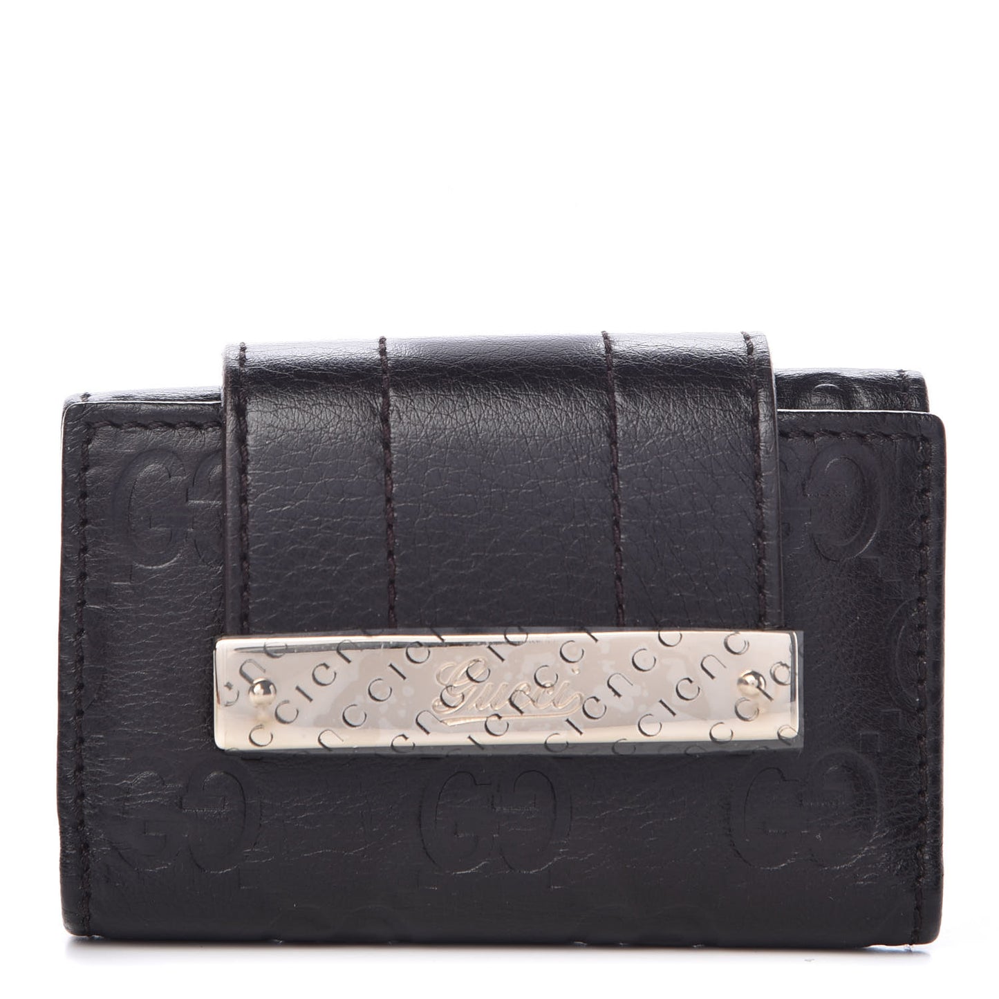 Guccissima Signature Ladies Web 6 Key Holder Case Chocolate