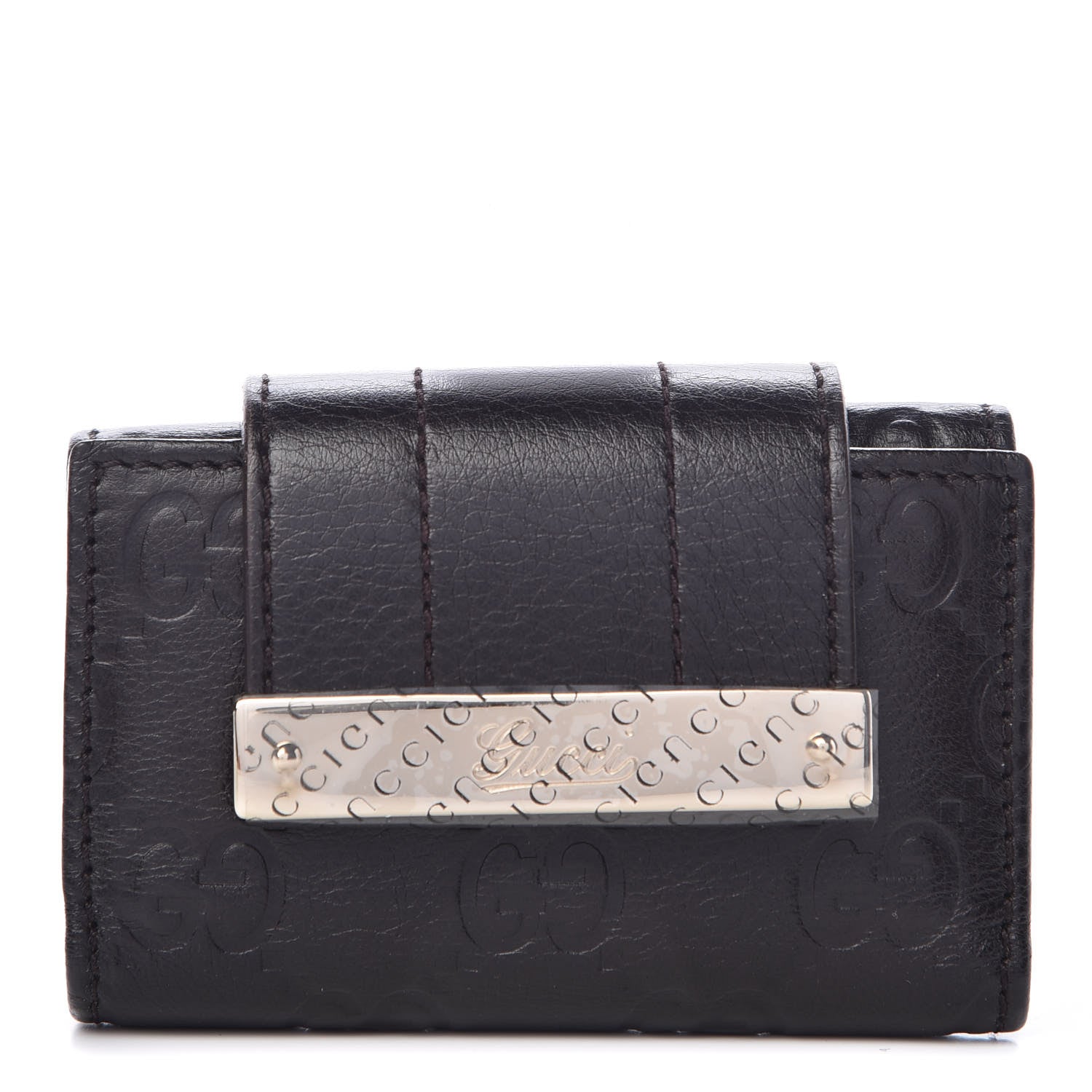 Gucci Guccissima Signature Ladies Web 6 Key Holder Case Chocolate 1 of 7
