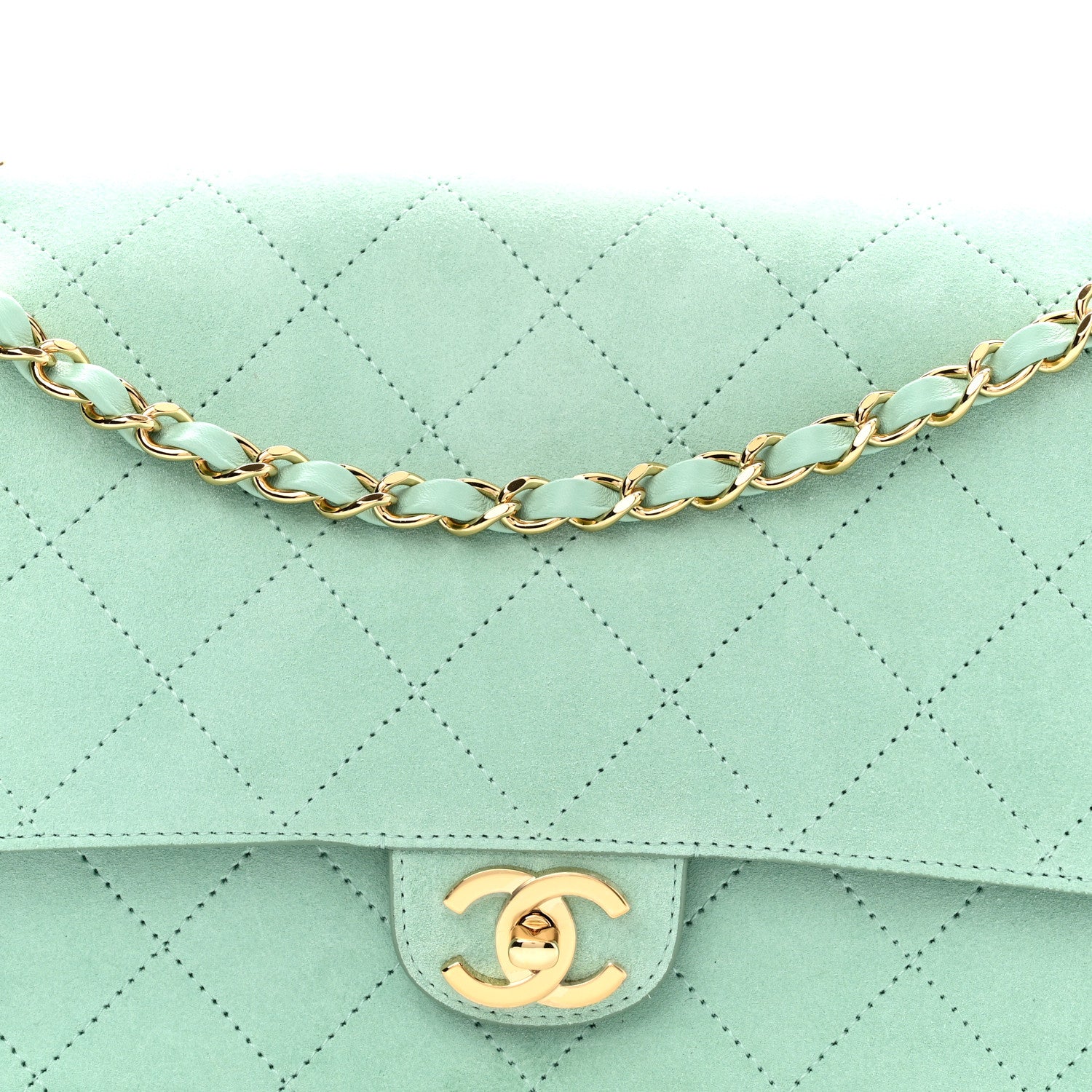 Chanel Suede Calfskin Small Souplissimo Maxi Flap Green 8 of 10