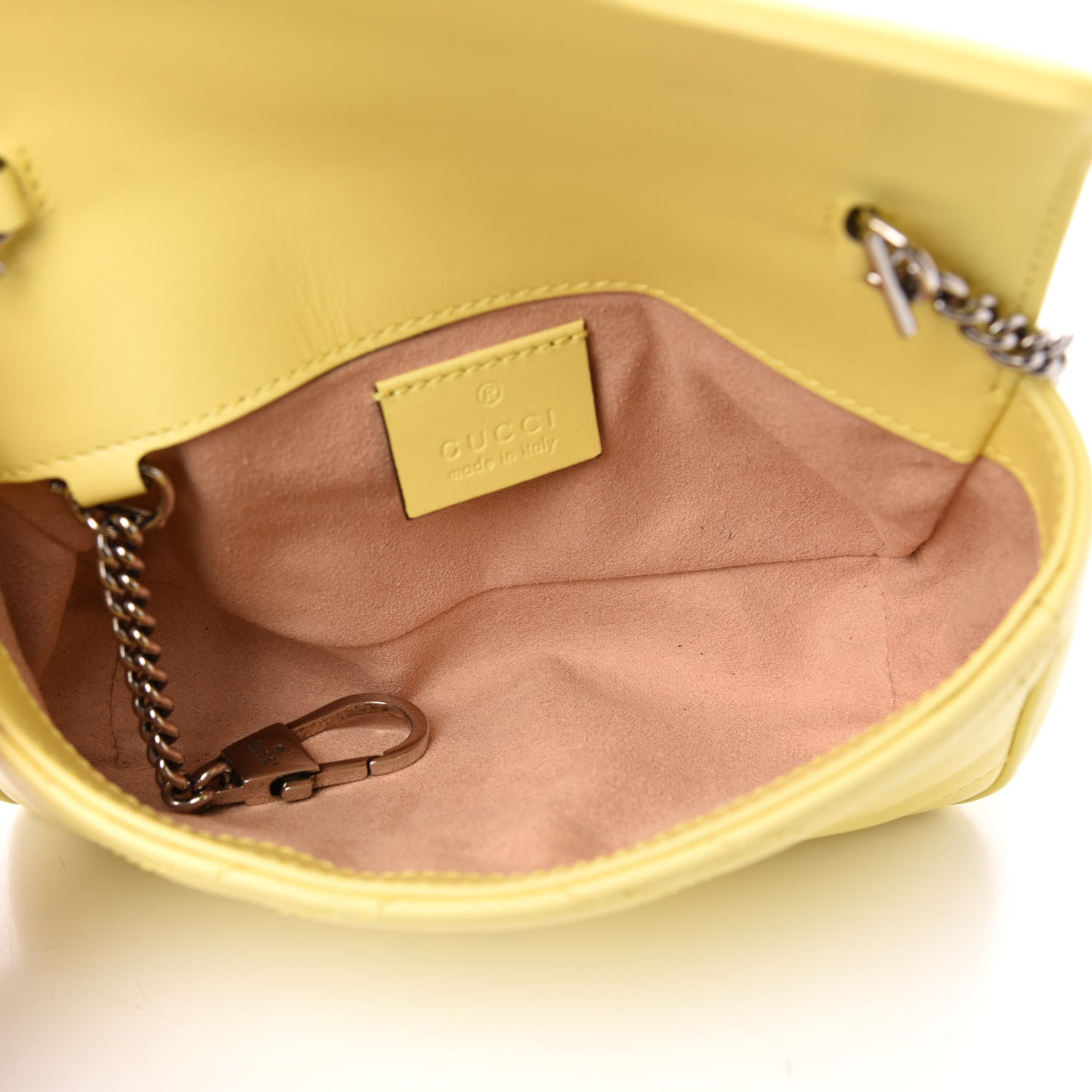 Gucci Calfskin Matelasse Super Mini GG Marmont Shoulder Bag Banana 5 of 10
