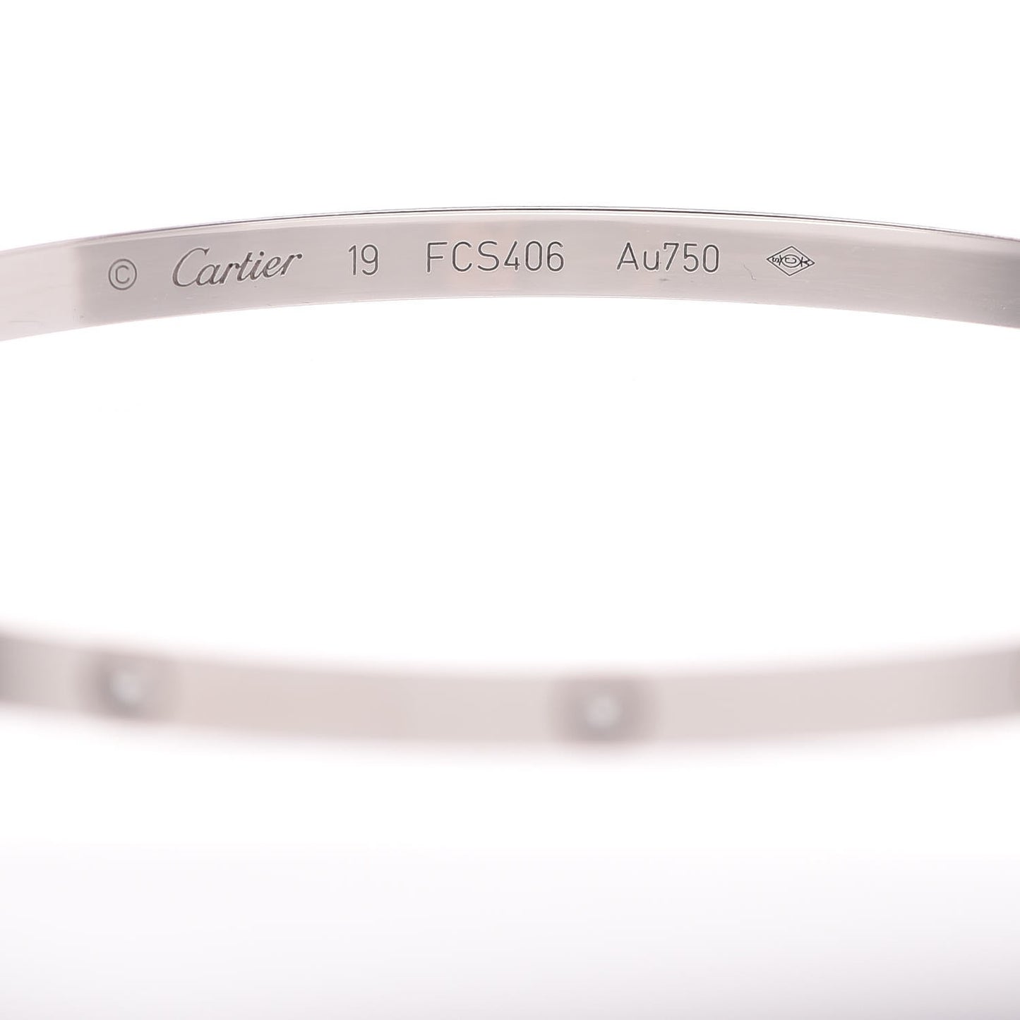 18K White Gold 10 Diamond Small LOVE Bracelet 19