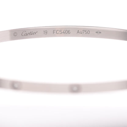 Cartier 18K White Gold 10 Diamond Small LOVE Bracelet 19 4 of 6