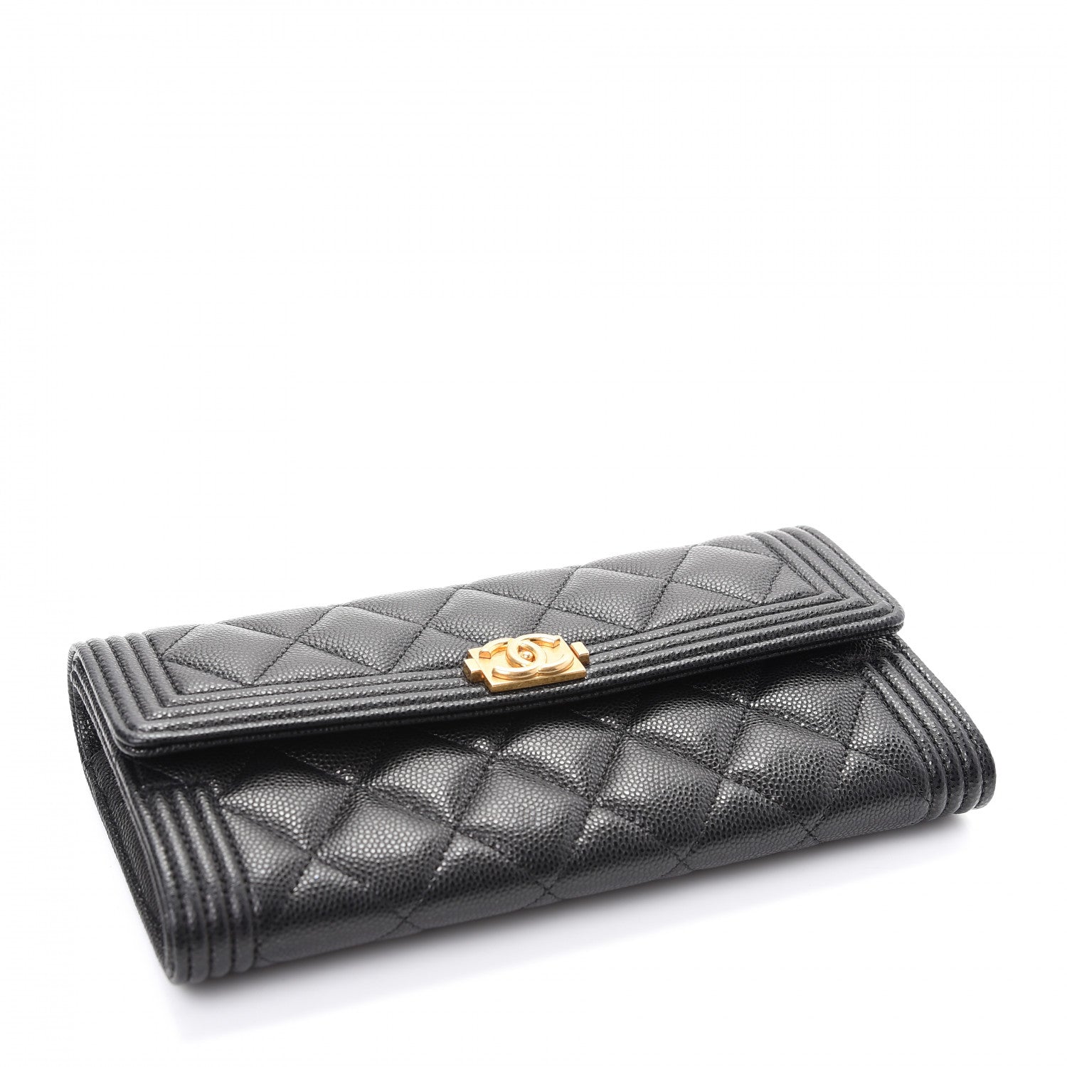 Chanel Caviar Quilted Large Boy Gusset Flap Wallet Black 4 of 9
