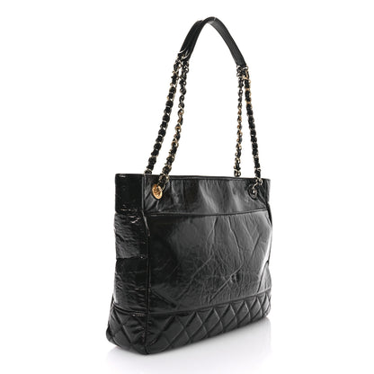 Chanel Shiny Aged Calfskin Quilted Large Shopping Bag Black 3 of 11