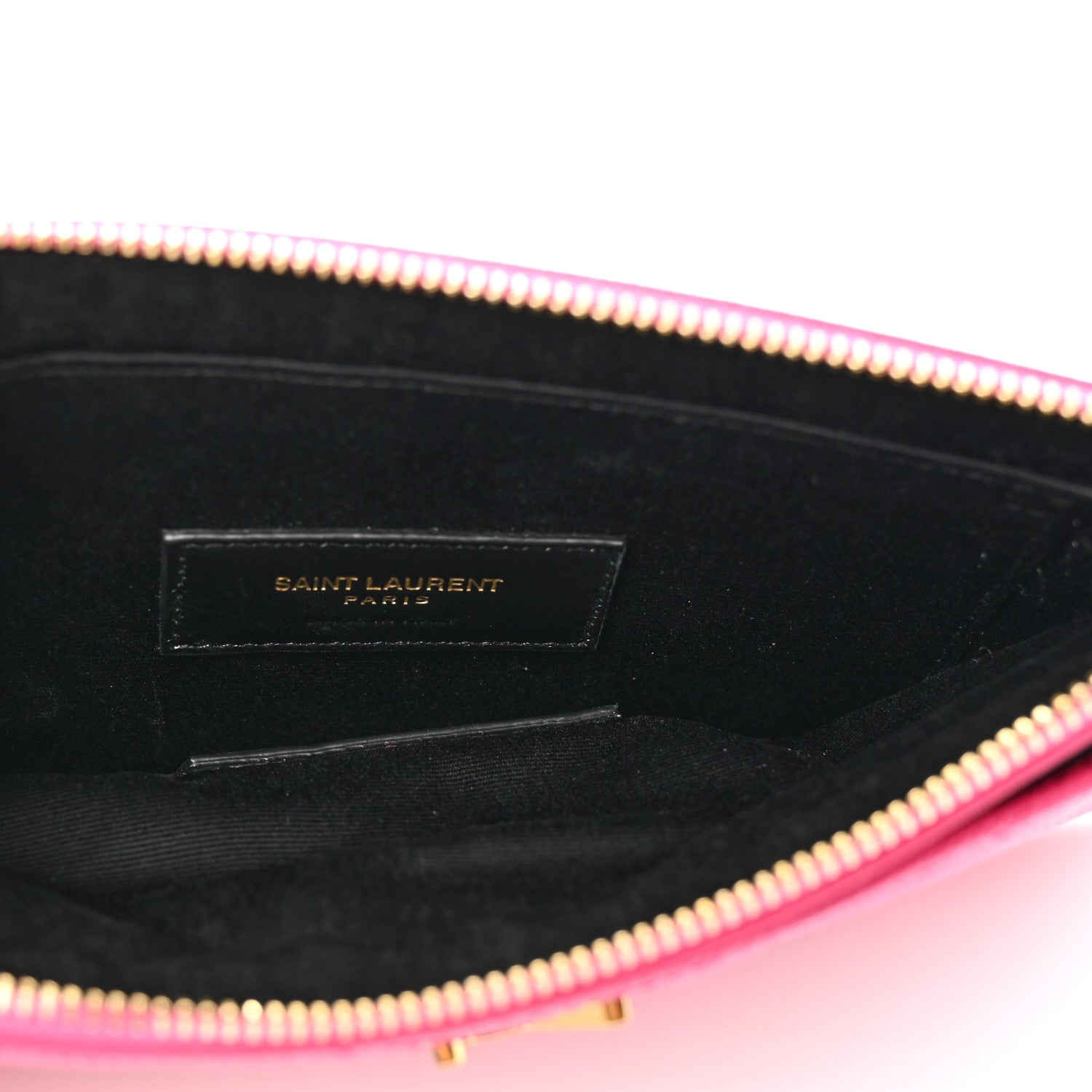 Saint Laurent Grain De Poudre Chevron Monogram Large Bill Pouch Fuxia 5 of 8