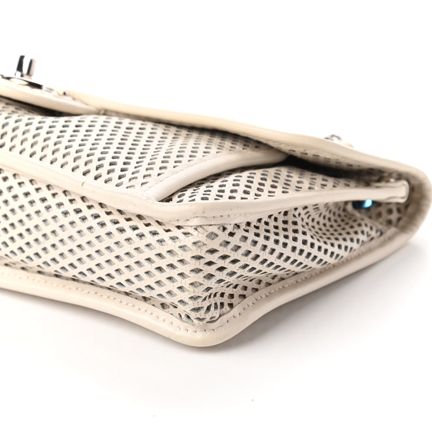 Perforated Calfskin Up In The Air Flap White