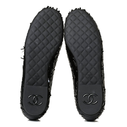Chanel Sequin CC Loafers 37.5 Black 7 of 10