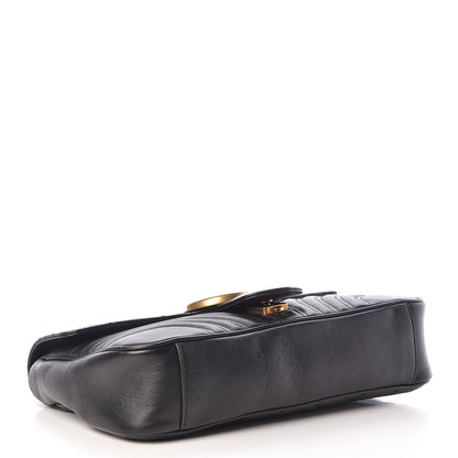 Gucci Calfskin Matelasse Medium GG Marmont Shoulder Bag Black 4 of 11