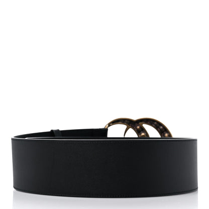 Gucci Moon Calfskin Pearl Double G 70mm Belt 85 34 Black Cream 2 of 4