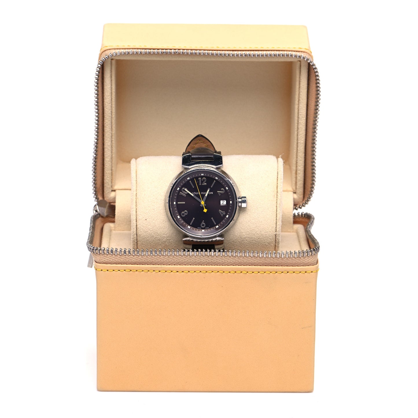 Stainless Steel Calfskin 34mm Tambour Quartz Watch