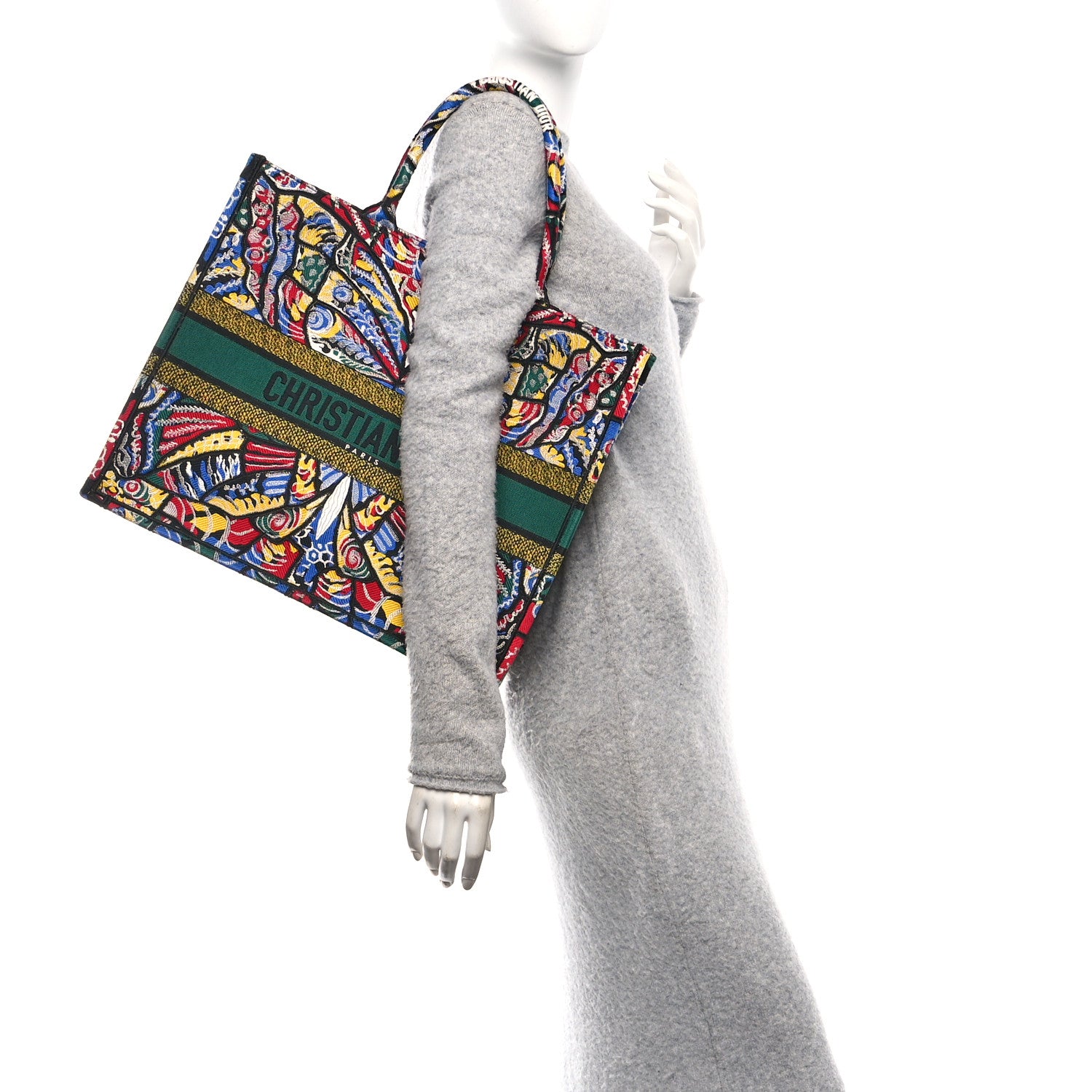 Christian Dior Canvas Embroidered Butterfly Book Tote Black Multicolor 2 of 10