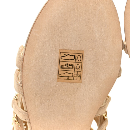 Chanel Kid Suede CC Chain Sandals 35 Beige 7 of 9