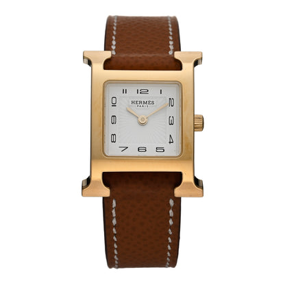 Hermes Stainless Steel Epsom 21mm Heure H Hour Quartz Watch Gold 1 of 5