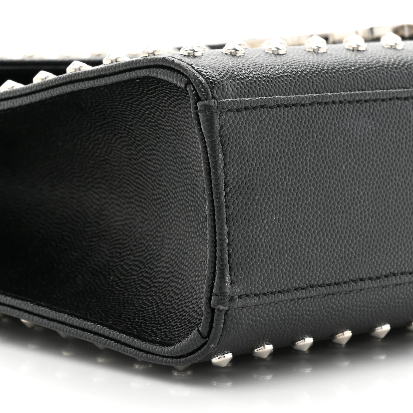 Grain de Poudre Matelasse Studded Large Monogram Satchel Black