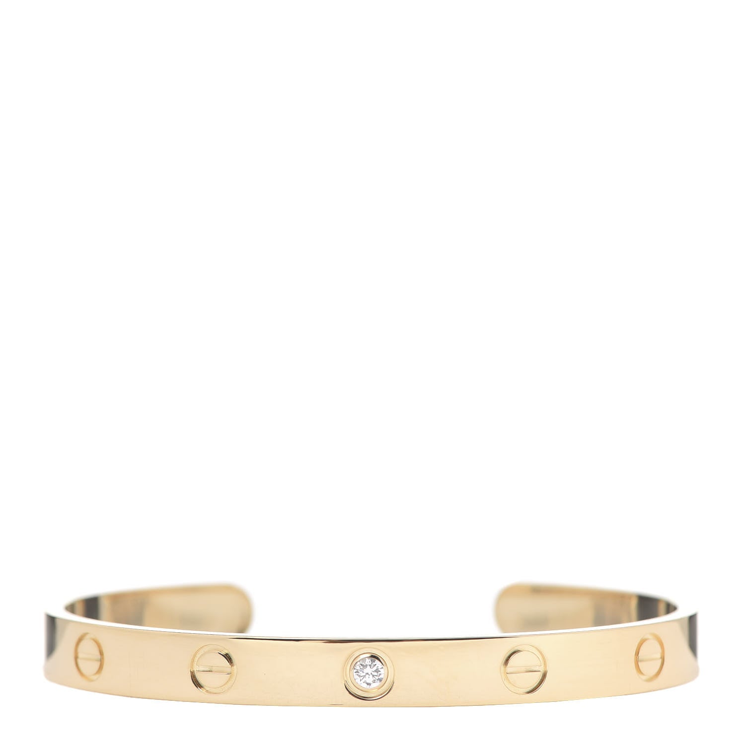 Cartier 18K Yellow Gold 1 Diamond LOVE Cuff Bracelet 17 1 of 7