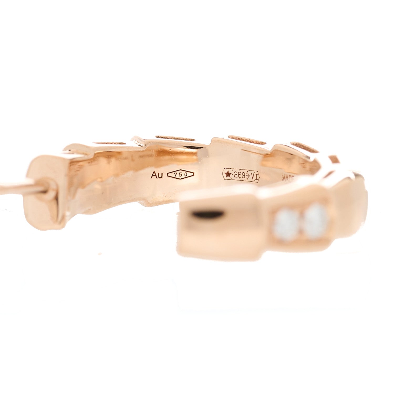 Bulgari 18K Rose Gold Diamond Serpenti Viper Hoop Earrings 6 of 7