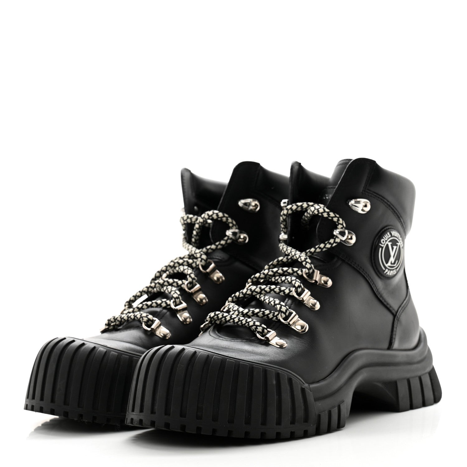 Louis Vuitton Calfskin Patent Monogram Ruby Flat Ranger Boots 38 Black 3 of 11