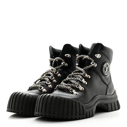 Louis Vuitton Calfskin Patent Monogram Ruby Flat Ranger Boots 38 Black 3 of 11