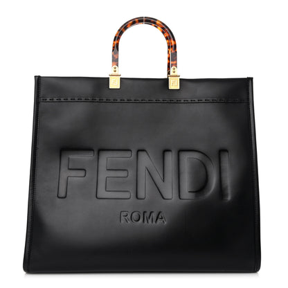 Fendi Vitello King Plexiglass Large Fendi Sunshine Shopper Tote Black 1 of 10