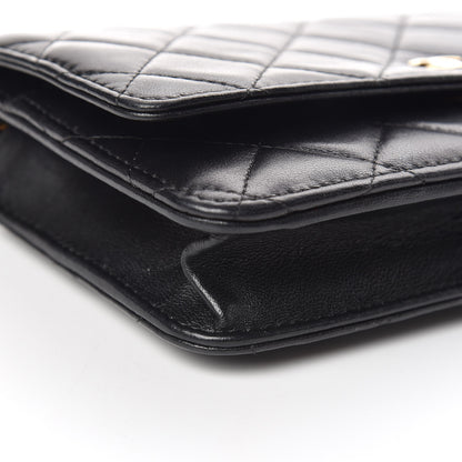 Chanel Lambskin Quilted Wallet On Chain WOC Black 10 of 12