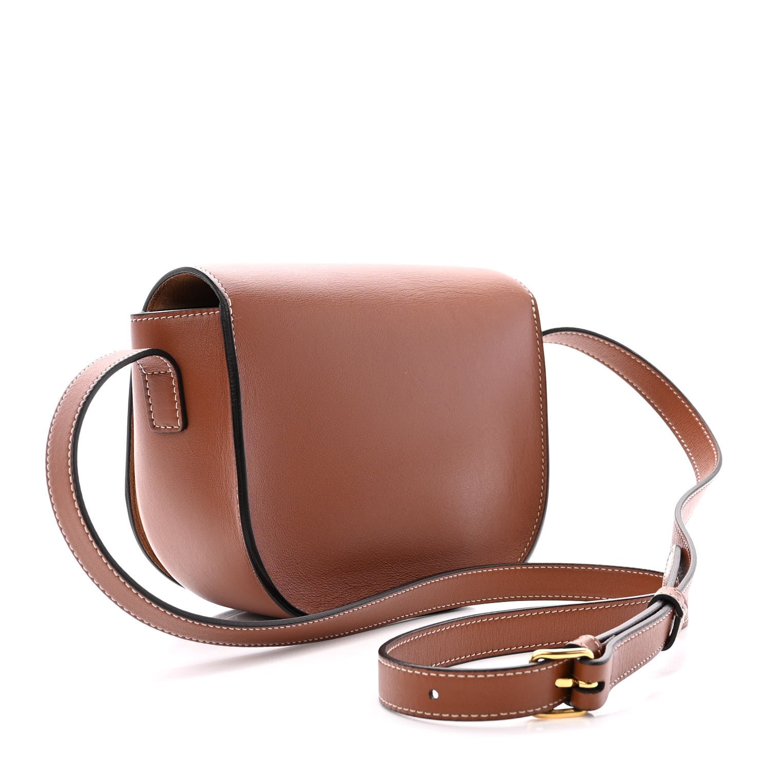 Celine Smooth Calfskin Cuir Triomphe Embroidered Folco Crossbody Bag Tan 3 of 11