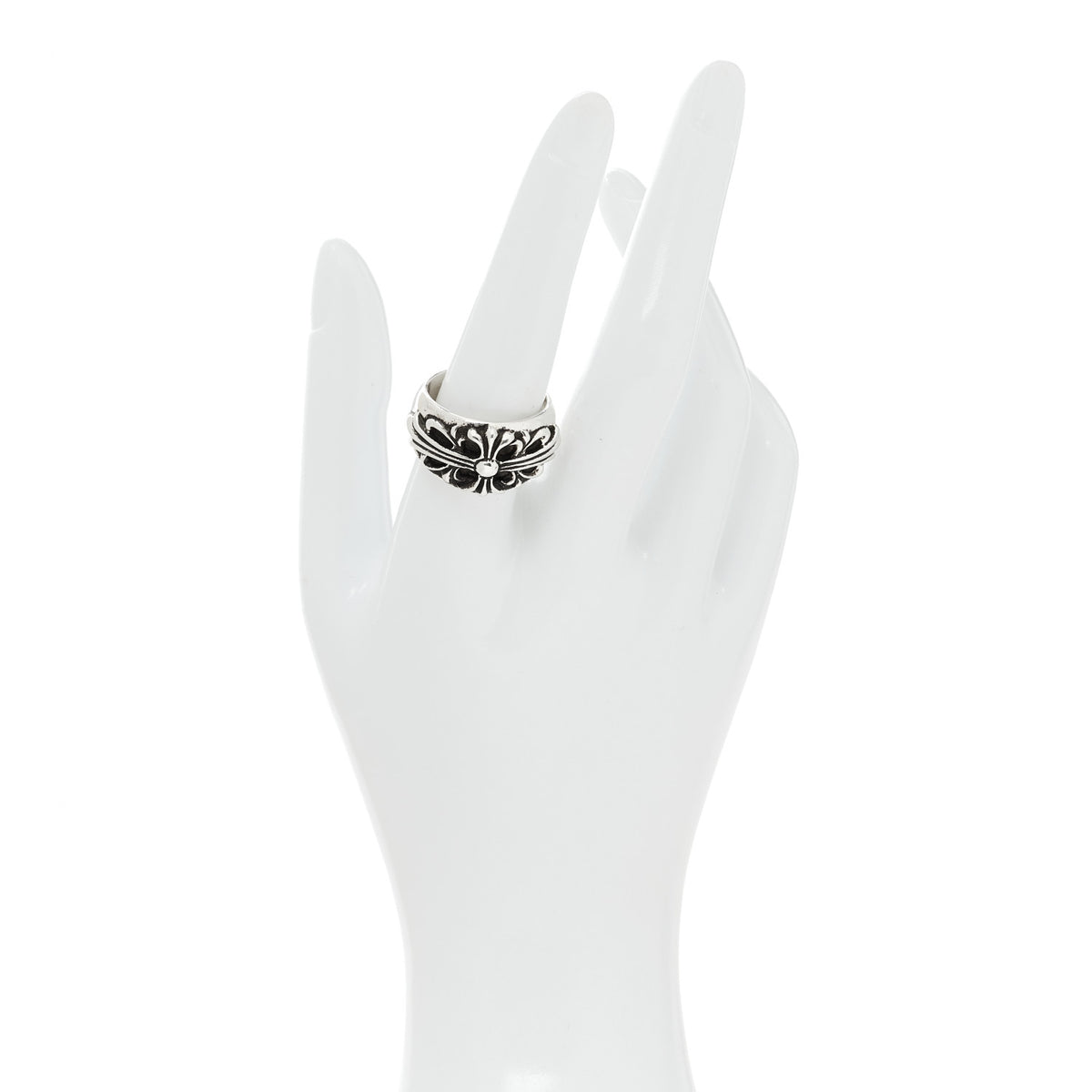 Sterling Silver Double Floral Cross Ring 56 7.75