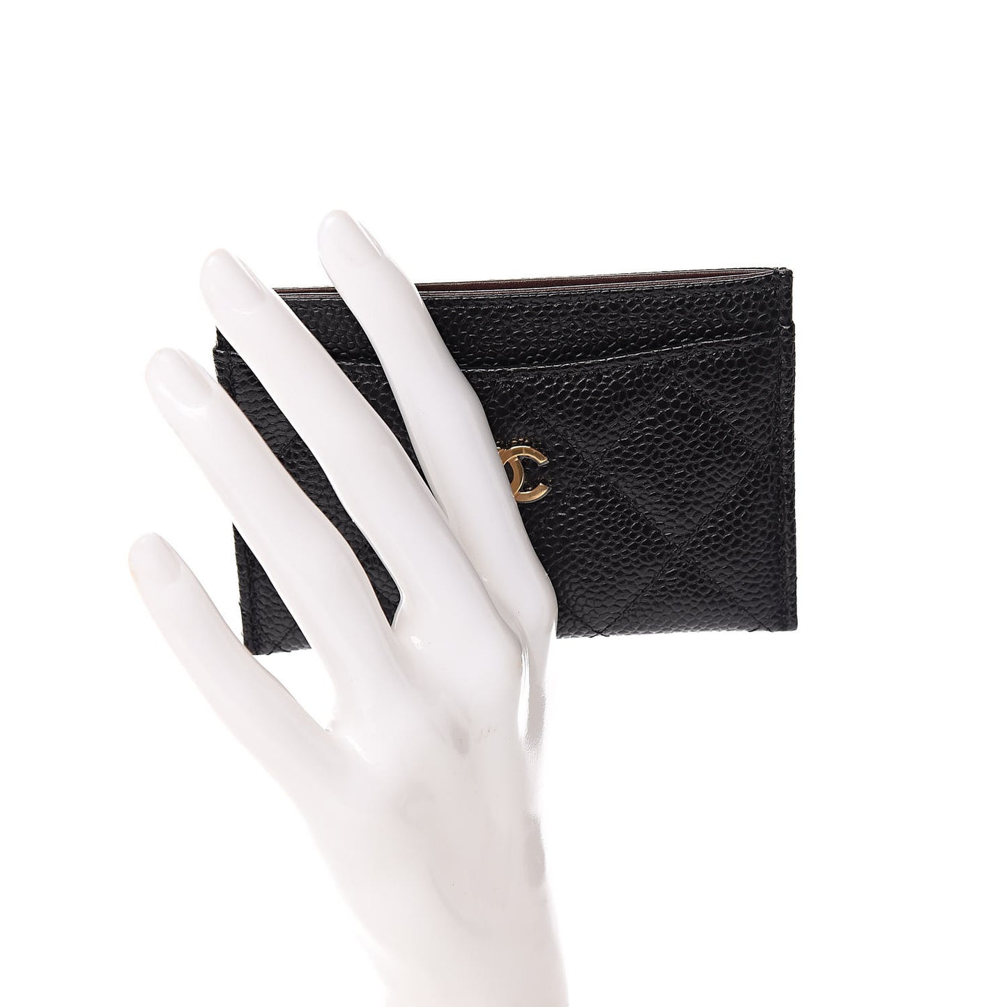 Caviar Quilted Card Holder Black