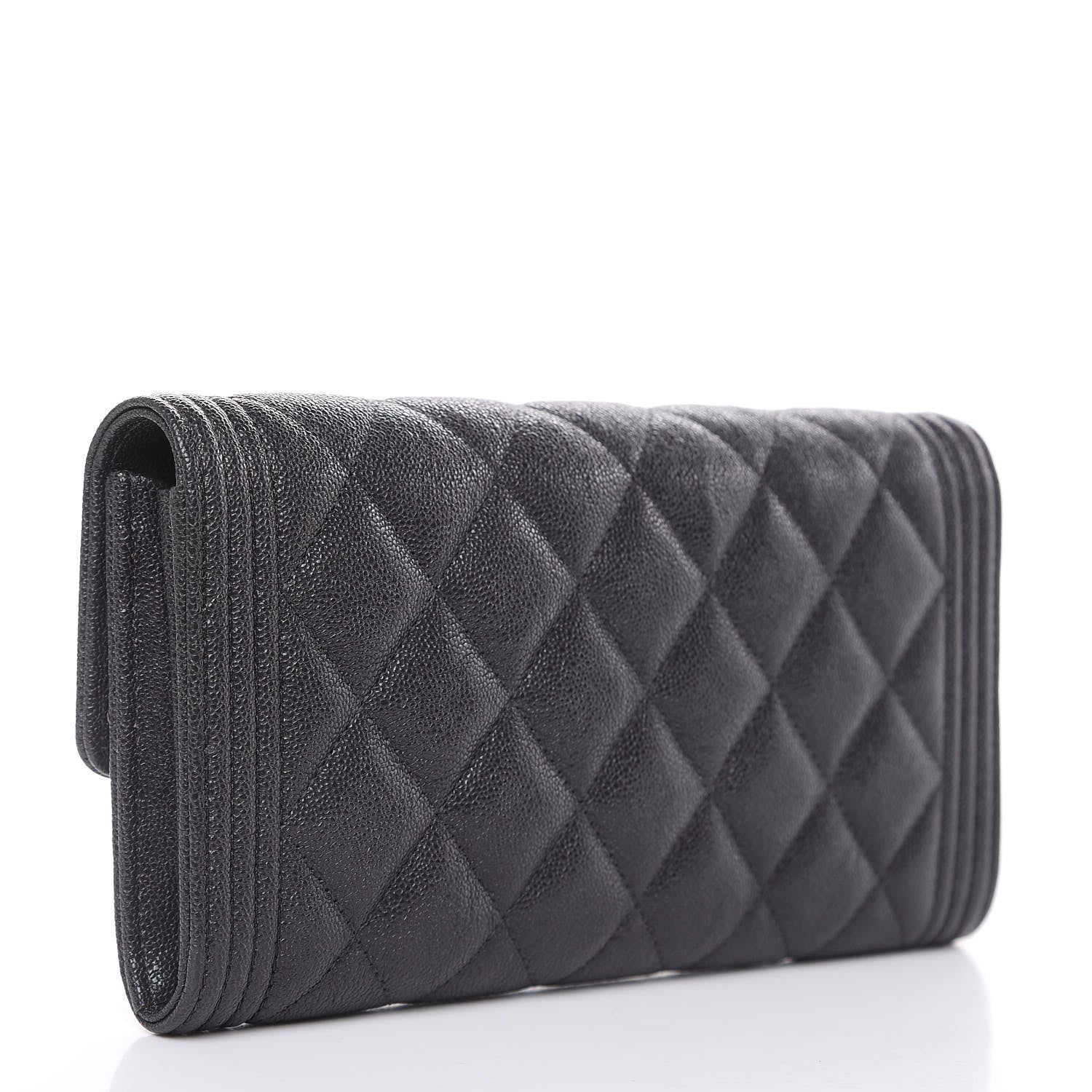Chanel Caviar Quilted Large Boy Gusset Flap Wallet Charcoal 3 of 10