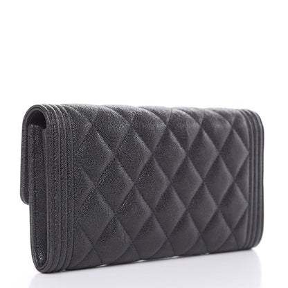 Chanel Caviar Quilted Large Boy Gusset Flap Wallet Charcoal 3 of 10