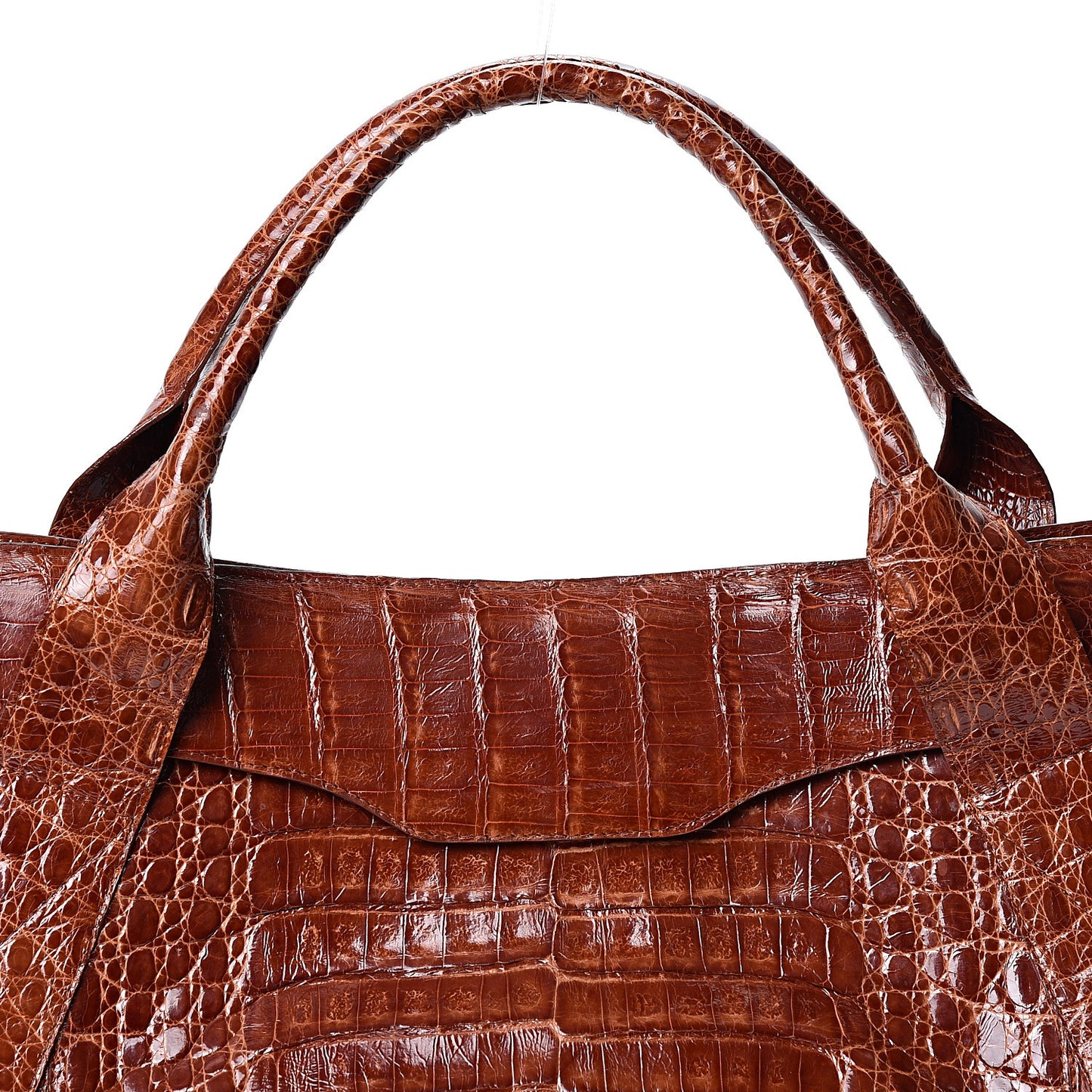 Crocodile Top Handle Tote Brown