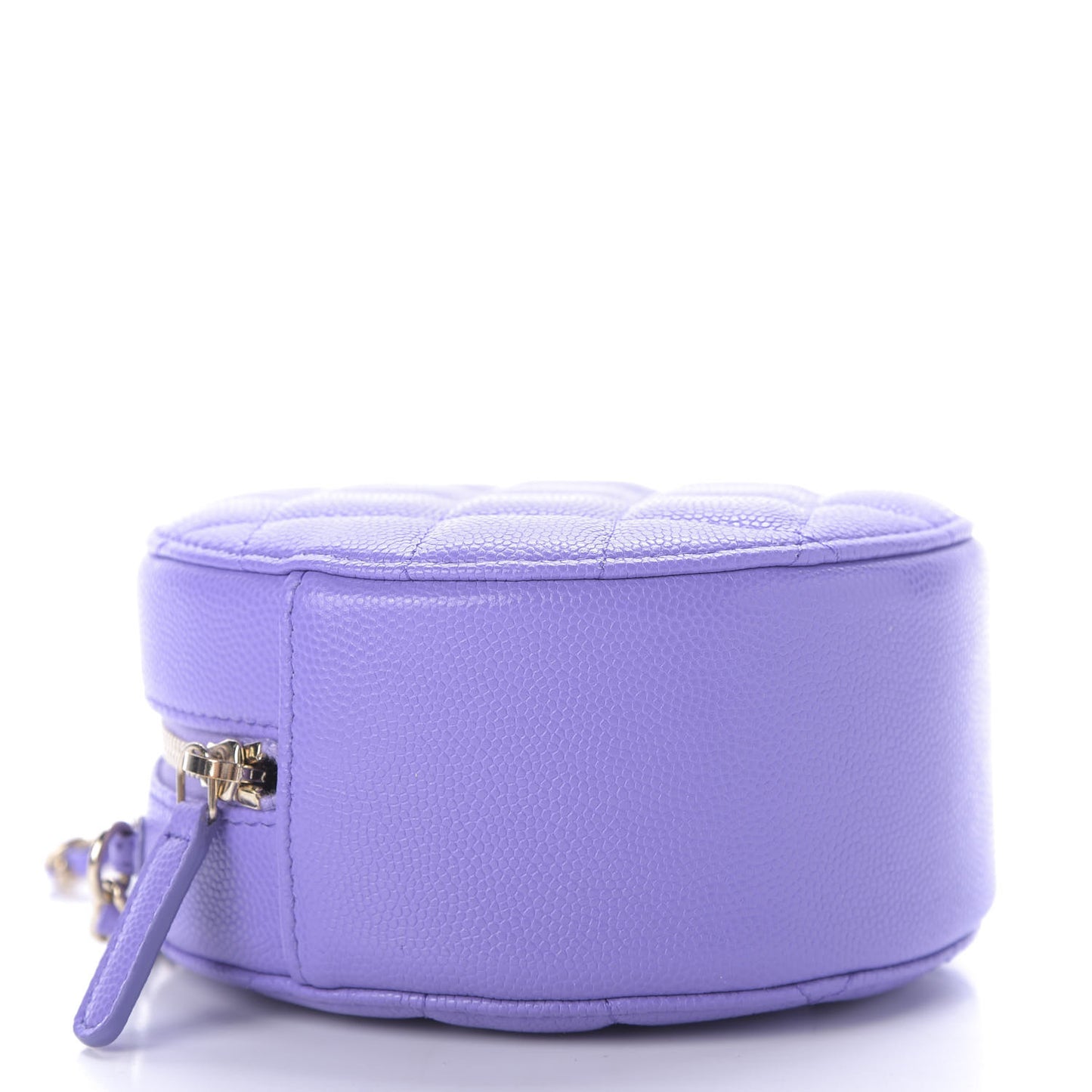 Caviar Quilted Round Clutch With Chain Purple