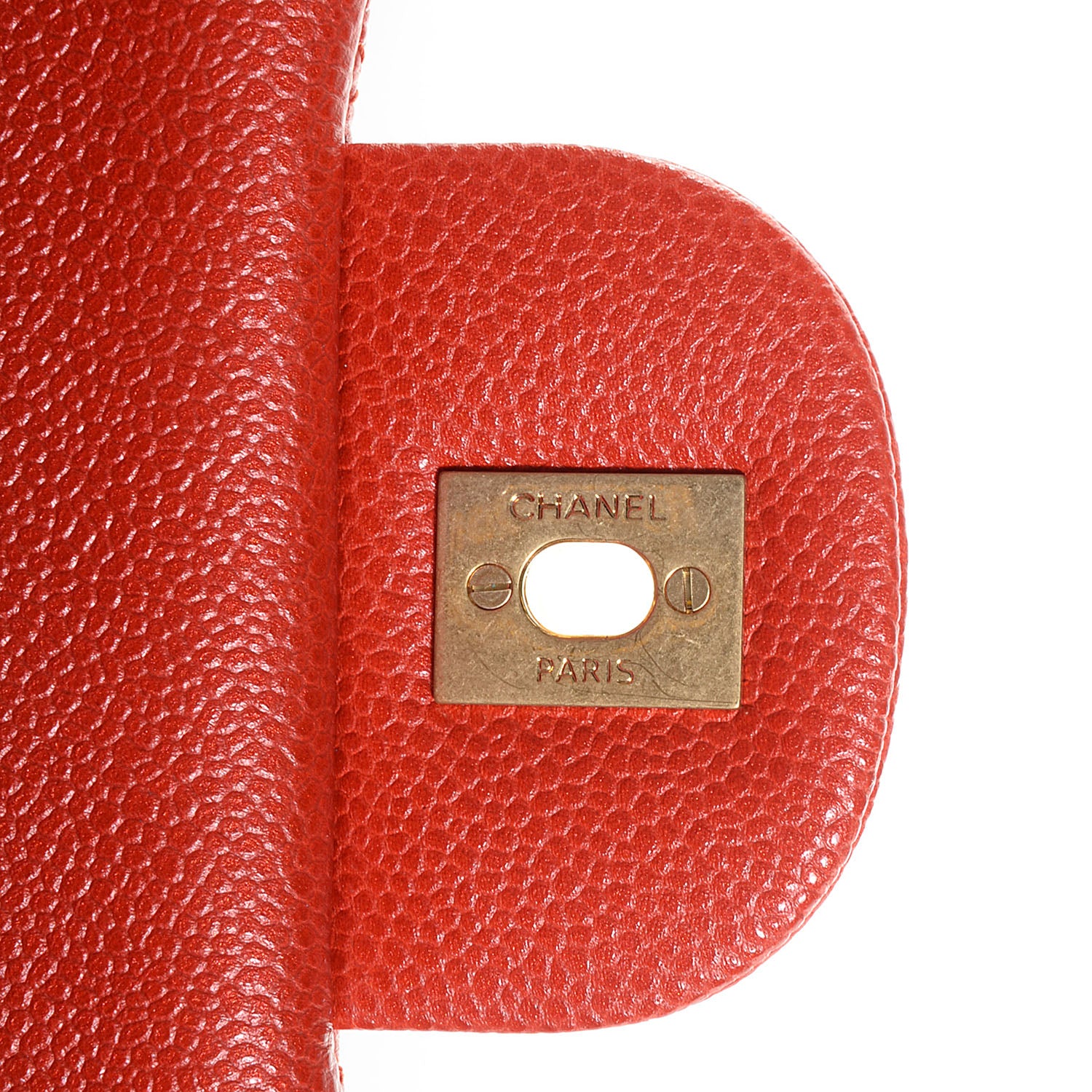 Chanel Pearly Caviar Jumbo Double Flap Orange 9 of 9